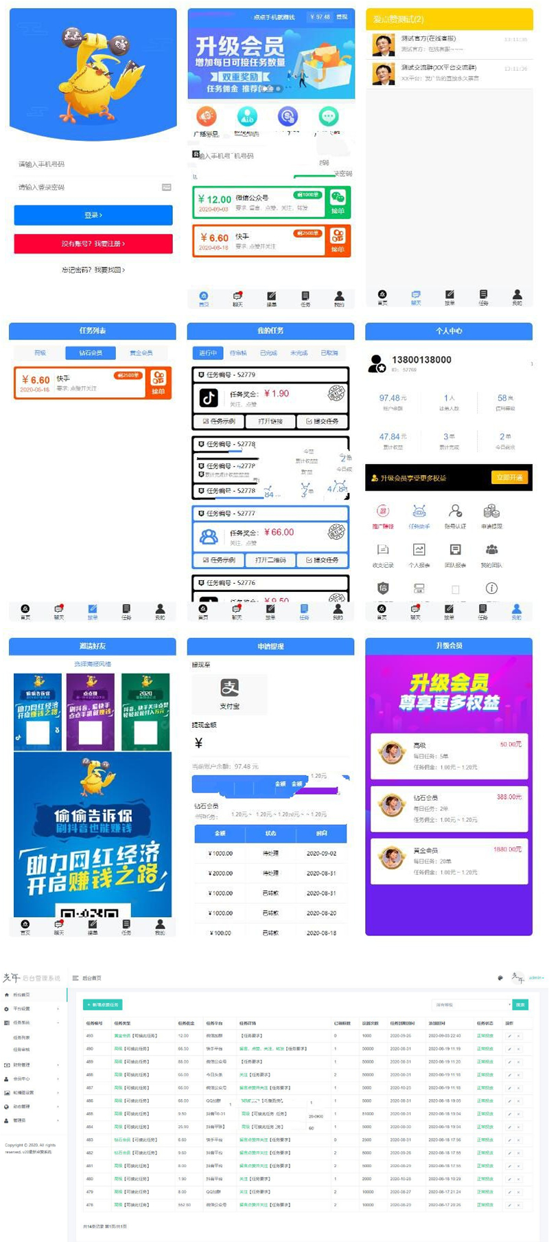 全新蓝色UI抖音快速任务点赞系统源码+后台模板插图 全新蓝色UI抖音快速任务点赞系统源码+后台模板插图