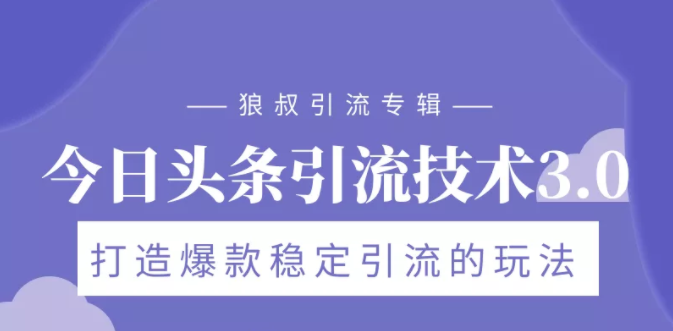 狼叔今日头条引流技术3.0，打造爆款稳定引流的玩法，VLOG引流技术插图