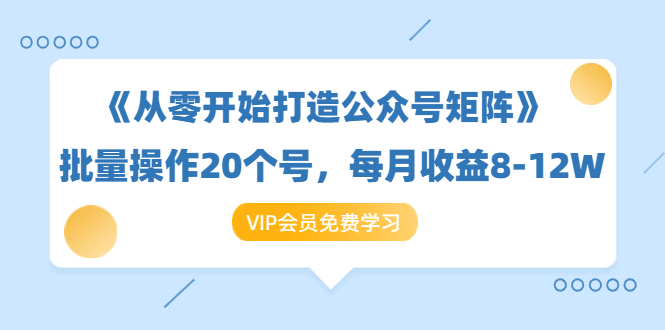 《从零开始打造公众号矩阵》批量操作20个号，每月收益大概8-12W（44节课）插图