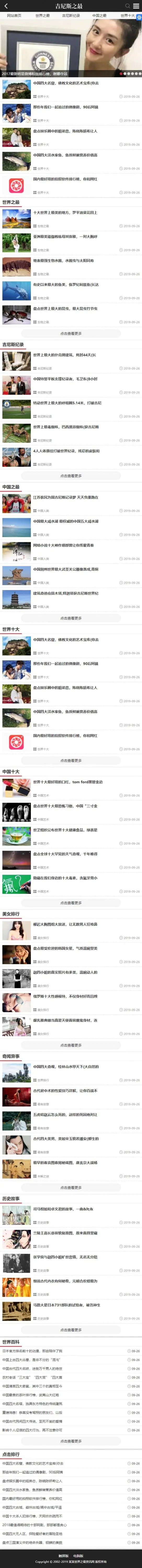 黑白吉尼斯世界纪录新闻资讯网站织梦dede模板源码[带手机版数据同步]