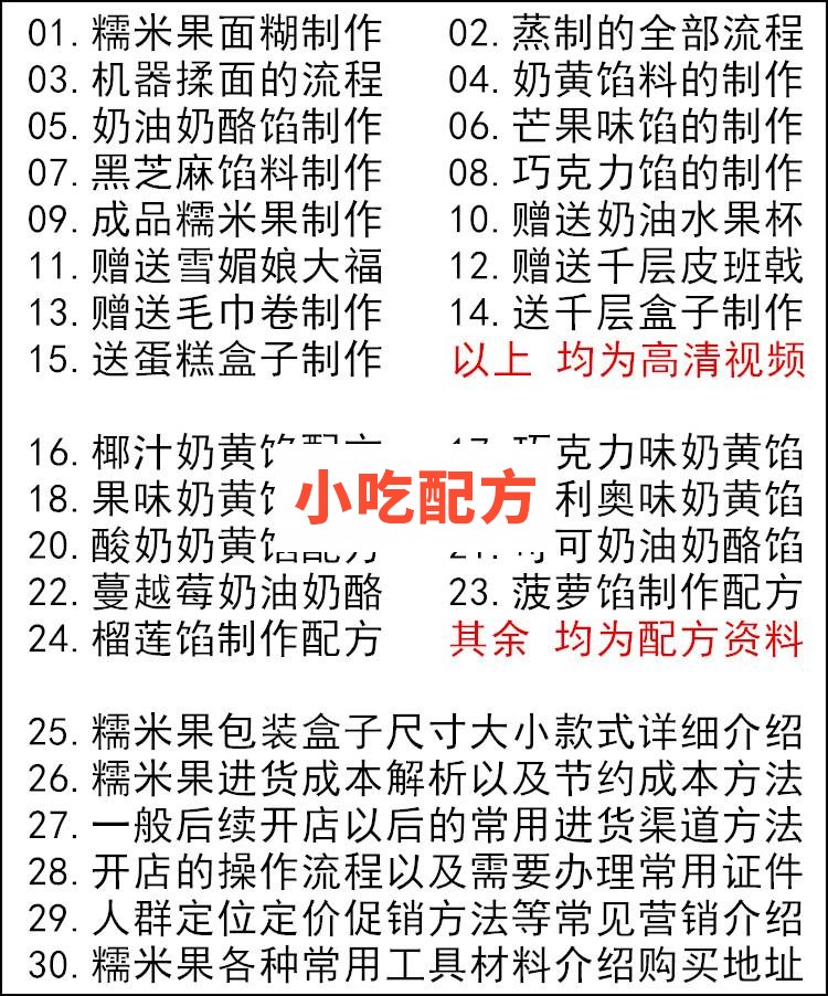 网红糯米果商用技术配方视频教程 小吃技术联盟配方资料 第9张